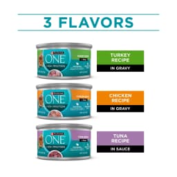Purina ONE Natural, High Protein Wet Cat Food Variety Pack, Turkey, Chicken and Tuna Recipes, 3 oz, 12 Pack - Thumbnail 4
