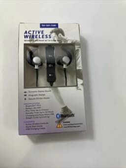 RHEA- Wireless Black Earbuds In Line Mic Bluetooth Dynamic Stereo Ear Hooks - Thumbnail 1