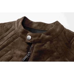 Men's Faux Leather Moto Jacket with Stand Collar, Metal Zipper, Casual Outerwear for Outdoor Wear, Slim Fit Short Coat - Thumbnail 6