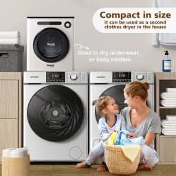 Dessiz 1.6cu.ft Compact Laundry Dryer,Electric Portable Clothes Dryer - White - Thumbnail 2