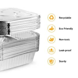 8x8 Aluminum Pans with Lids，Disposable Square Tin Foil Pans For Cake Baking, Cooking, Freezing, Prepping Food，20 Pack - Thumbnail 2