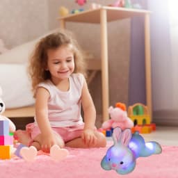 Colorful Illuminated Bunny Plush For Kids Night Light Sleep Aid Soft Fabric Size 13.78X3.15X1.57 Inches Comfort Toy 0.55 Lb Battery Operated - Thumbnail 4