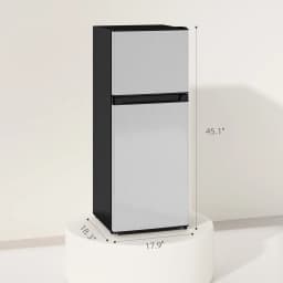 HOMCOM Small Fridge with Freezer, 4 Cu Ft Refrigerator with Shelves, Silver - Thumbnail 3