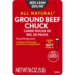 All Natural* 80% Lean/20% Fat Ground Beef Chuck, 1 lb Tray - Thumbnail 4