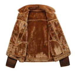 WXLWZYWL Winter Coat For Men,Bomber Faux Leather Jacket For Men Vintage Turn-Down Collar Sherpa Lining Coat Sport Jackets - Thumbnail 4