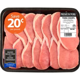 Pork Center Cut Loin Chops Thin Boneless, 14 count, 2.16 - 4.25 lb Tray - Thumbnail 1