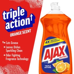 Ajax Ultra Liquid Dish Soap, Triple Action, Mess-Free, Easy-Flip Cap, Orange Scent, 52 fl oz - Thumbnail 2