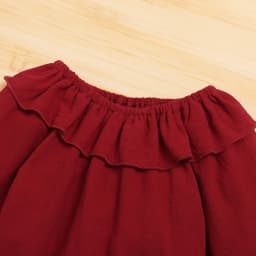 Infant Baby Girl Clothes Baby Girl 2PCS Outfits Long Sleeve Ruffle Collar Top Jeans Pants Set Wine Red 6-9 Months - Thumbnail 4