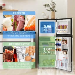 Resenkos Small Fridge with Freezer, 4 Cu Ft Refrigerator with Reversible Doors, Versatile Storage for Home & Office Use， Silver - Thumbnail 6