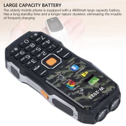 Rugged Seniors Cell Phone 2.6in Ultra Thin Mobile Device 4800mAh Large Battery Triple SIM 2G Network Unlocked Emergency Power Bank Function Heavy Duty Big Button Telephone for Elderly Black - Thumbnail 9