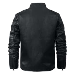 Miqool Men's Stand Collar Leather Motorcycle Jacket Zip Up Vintage Lightweight Faux Leather Biker Coat Long Sleeve Outerwear with Multi Pocket S-3XL - Thumbnail 5