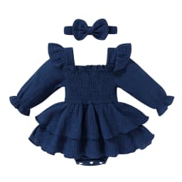 Younger Tree Baby Girl Onesies Outfits Newborn Fall Clothes Long Sleeve Romper Dress for 0-3 Months - Thumbnail 1