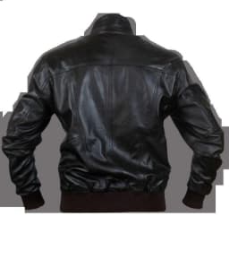 Noora Men's Lambskin Leather Black Bomber Jacket With Zipper & Pocket | Black Western style leather Jacket SU037 - Thumbnail 3