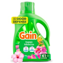 Gain Laundry Detergent Liquid, Now with Odor Defense, Happy Hibiscus Scent, 81 fl oz, 61 Loads - Thumbnail 1