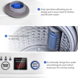 Portable 7.7 lbs Automatic Laundry Washing Machine with Drain Pump (Mini) - 16.9''x16.9''x29.5''(L x W x H) - Thumbnail 4