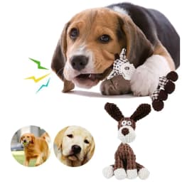 LGCASL Pet Toy Clearance, Plush Dog Toy Durable Stuffed Animal Plush Chew Toy with Squeak Cute Plush Dog Toy for Small to Medium Dogs, Brown Dog B - Thumbnail 2