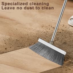 Broom with Dustpan Combo Set 54" Long Handle Adjustable Length Stainless Steel Broomstick Standing Dust Pan and Broom Set for Office Home Kitchen - Thumbnail 7