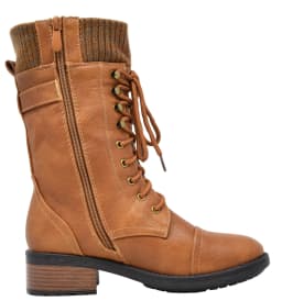 DREAM PAIRS Womens Ankle Booties Lace Up Mid Calf Military Combat Boots AMAZON CAMEL Size 5.5 - Thumbnail 3