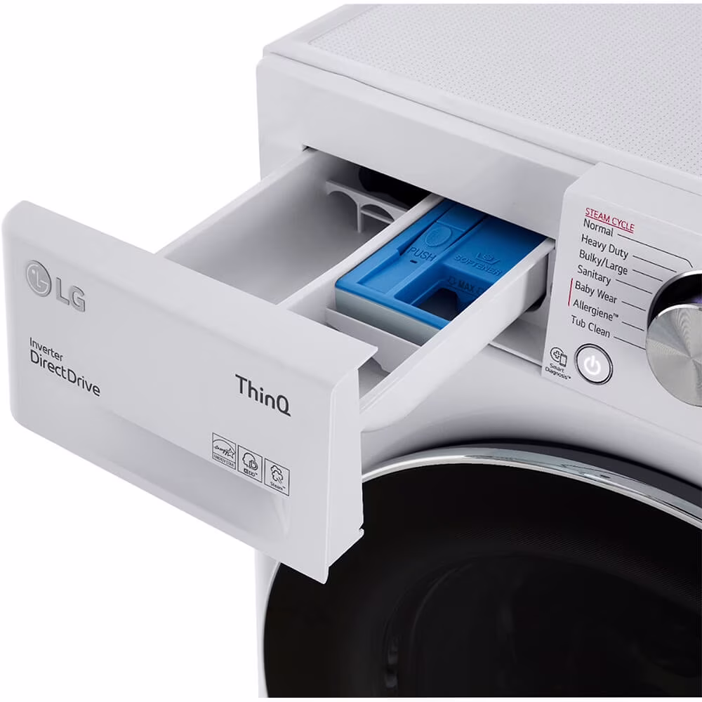 LG WM1455HWA 2.4 Cu. Ft. HE Stackable Front Load Washer with Steam Wash - White - Thumbnail 4
