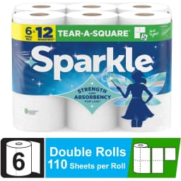 Sparkle Tear-A-Square Paper Towels, 6 Double Rolls, 110 Sheets per Roll - Thumbnail 1