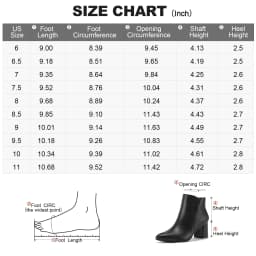 BOCCA Women's Ankle Boots Chunky Block Low Heel Comfortable Pointed Toe Side V Cutout Dressy Office Booties with Zipper - Thumbnail 7