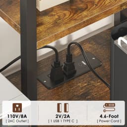 ModFurne Mini Fridge Stand with Storage, Microwave Storage Shelf with Power Outlet, Bakers Rack Stand for Dorm Kitchen Coffee Bar, Vintage Brown - Thumbnail 5