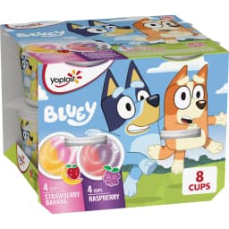 Yoplait Low Fat Kids Yogurt Cups, Bluey Variety Pack, Gluten Free, 8 Count, 32 oz - Thumbnail 1