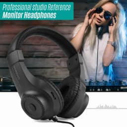 KLYNE- Wired Over Ear Dj Headphones Studio Monitor Stereo Headphones Headset Black D5O9 - Thumbnail 3