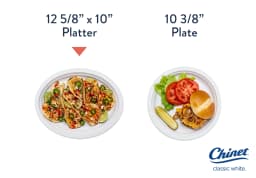 Chinet Classic® Premium Disposable Paper Platters 12 ⅝ x 10", White, 30 Count - Thumbnail 3