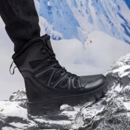 Stepedia Botas de Nieve Impermeables para Hombre, Cálidas, Aisladas, con Forro de Piel Sintética, a Media Pantorrilla, Botas de Invierno para Exteriores, Negro - Thumbnail 8