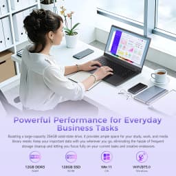 15.6" FHD IPS Windows 11 Laptop, 128GB SSD 12GB RAM, Intel Processor, Dual 4K Output & Type-C PD, Office 2024 Included - Thumbnail 5