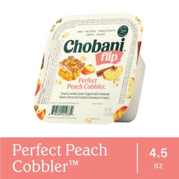 Chobani Flip Low-Fat Greek Yogurt, Perfect Peach Cobbler 4.5 oz Cup - Thumbnail 3