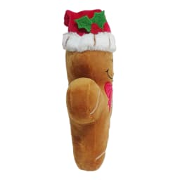 Vibrant Life Holiday Plush Dog Toy, Gingrbread Man with Santa Hat, Brown and Red, 11" - Thumbnail 5