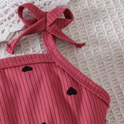 WUANDIXFA Baby Clothes for Girls 3 6 9 12 18 Months Summer Cute Ruffle Romper Dress, Bubble Outfits for Baby Girls Newborn Outfit,Red,3-6 Months - Thumbnail 4