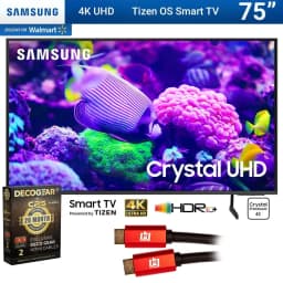 Samsung DU7200 75 Inch Crystal 4K UHD Smart TV Bundle with 2 YR CPS Enhanced Protection Pack (2024 Model) - Thumbnail 1
