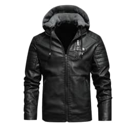 Men's Vintage Faux Leather Jacket Motorcycle Bomber Waterproof Jacket Outdoor Commuting Hiking - Thumbnail 1