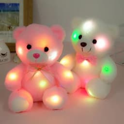 Valentines Day Teddy Bear Stuffed Animals, LED Teddy Bear Plush Doll for Kids Toddler Adult, Birthday Christmas Day Gift for Boys Girls, 8 inch, Pink - Thumbnail 1