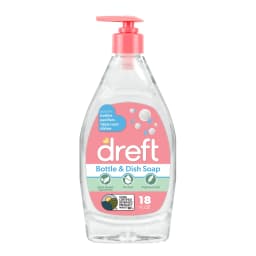 Dreft Plant-Derived Liquid Dish Soap and Dishwashing Detergent for Baby Bottle, Fragrance Free Baby Essentials, 18 fl oz - Thumbnail 1