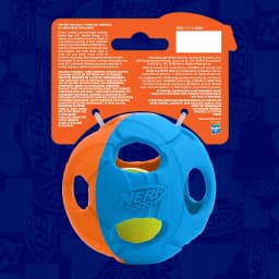 Nerf Dog LED Light Up Squeak Bash Ball Dog Toy, Blue/Orange, 3.5 inch - Thumbnail 7