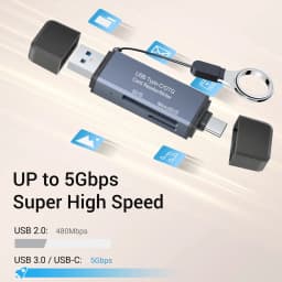 Jous 4-in-1 SD Card Reader, USB-C & USB 3.0 Simultaneous Read/Write Memory Adapter for Micro iPhone MacBook Pro, Laptop, PC - Thumbnail 3