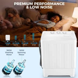Veeboto Portable Washing Machine, 30LBS Twin Tub Mini Compact Laundry 19lbs Washer/11lbs Spinner with Drain Pump & Time Control Washer Spinner Combo - Thumbnail 4