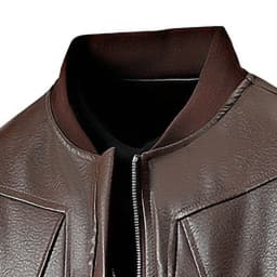 RYDCOT Men's Faux Leather Jacket Stand Collar Motorcycle Leather Jackets Casual Windproof Lightweight Zip up Biker Coat Brown - Thumbnail 5