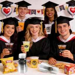 50 Pack Graduation Decorations Class of 2026, 16 Oz Black and Gold Clear Plastic Cups Disposable Party Cups for Drinks 2026 School Grad Party Favors - Thumbnail 4