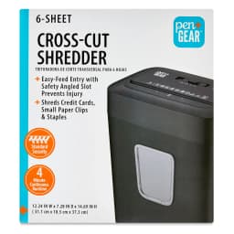 Pen+Gear 6-Sheet Cross-Cut Paper/Credit Card Shredder with 3.7 Gallon Bin, Black, Home & Office Use - Thumbnail 1