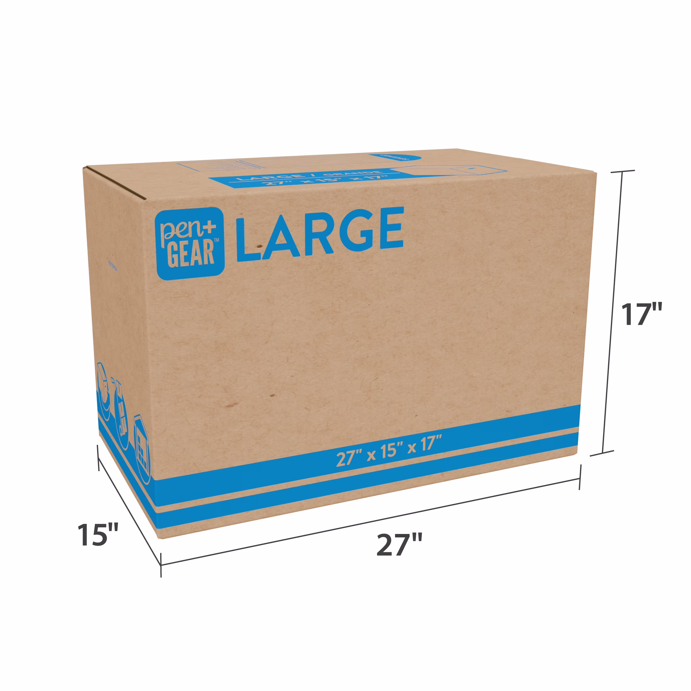 Pen+Gear Large Moving Boxes, 27L x 15W x 17H, Kraft - Thumbnail 4
