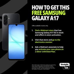 Straight Talk Samsung Galaxy A17, 5G, 128GB, Black - Prepaid Smartphone [Locked to Straight Talk] - Thumbnail 3