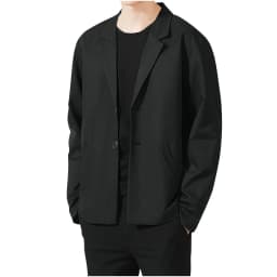 Maoxin Men's Coats and Jackets Men's Solid Color Leather Suit Fashionable No Iron Plus Leather Suit Black S - Thumbnail 1