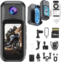B-Qtech Mini Body Camera 128GB, 1080P Action Cam with 1.5" Touch Screen & Charging Case, Wearable Video Recorder - Thumbnail 1