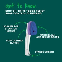 Scotch-Brite Odor Resist Dishwand Refills, Non-Scratch, Rinses Clean, 2 Pack - Thumbnail 3