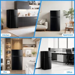 TINKLE WELL 3.2 Cu.ft Mini Fridge with Freezer, Compact Dual-Door Refrigerator for Bedroom, Dorm & Office, Black - Thumbnail 8